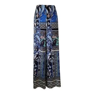 Chico's Artisan Paisley Palazzo Pants Women Size 3 Relaxed Wide Leg Costal, New